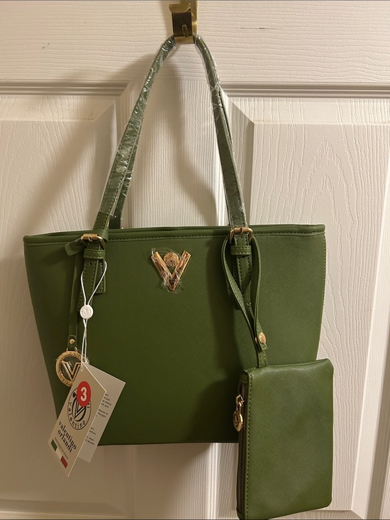 Handbags - Valentino Orlandi NWT Olive Green Tote Handbag with Matching Pouch